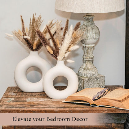 TerraHomeGoods® Ceramic Vase & Pampas Grass Set